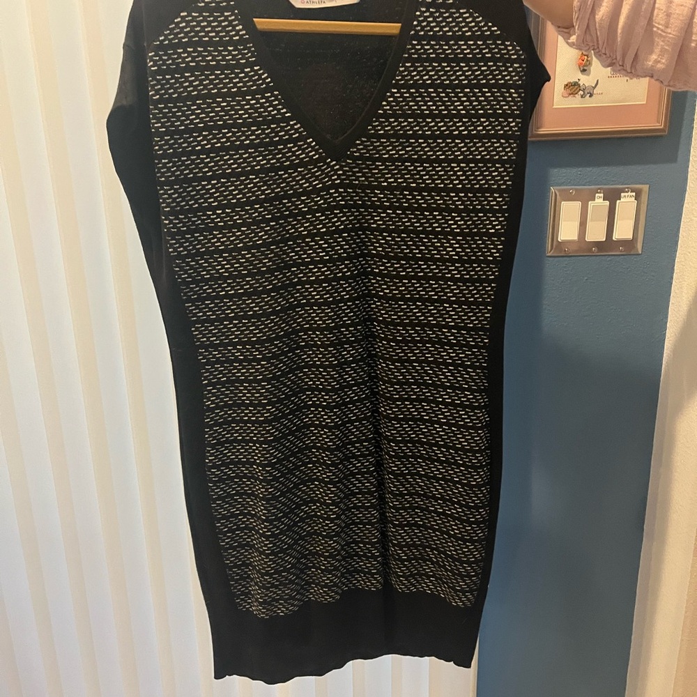 Black and White V-Neck Sweater